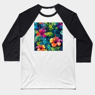 Colorful hibiscus pattern Baseball T-Shirt